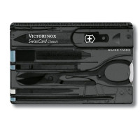 Швейцарская карточка Victorinox SwissCard Classic, 10 функций, корпус из черного полупрозрачного пластика