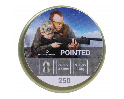 Пули Borner Pointed 4,5 мм, 0,58 грамм, 250 штук
